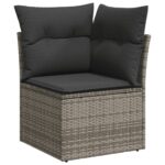 Salon de jardin 8 pcs avec coussins gris résine tressée – Image 3