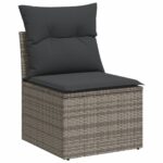 Salon de jardin 8 pcs avec coussins gris résine tressée – Image 4
