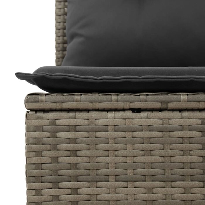 Salon de jardin 8 pcs avec coussins gris résine tressée – Image 5