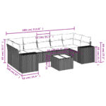 Salon de jardin 8 pcs avec coussins gris résine tressée – Image 6