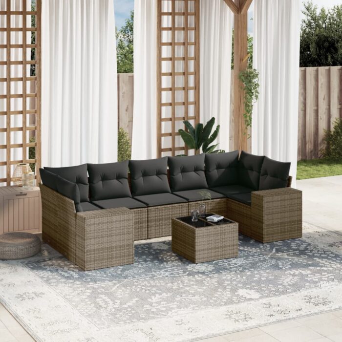 VXL8721012946910_m_en_hd_1.jpg Salon de jardin 8 pcs avec coussins gris résine tressée – Image 1