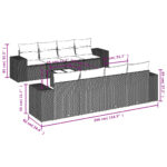 Salon de jardin 9 pcs avec coussins noir résine tressée – Image 5