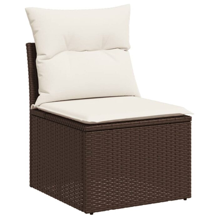 Salon de jardin avec coussins 9 pcs marron résine tressée – Image 2