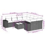 Salon de jardin avec coussins 9 pcs marron résine tressée – Image 6