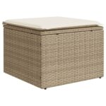 Salon de jardin avec coussins 5 pcs beige résine tressée – Image 3