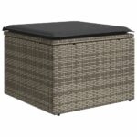 Salon de jardin 5 pcs avec coussins gris résine tressée – Image 2