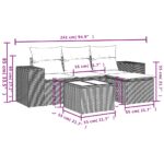 Salon de jardin 5 pcs avec coussins gris résine tressée – Image 6