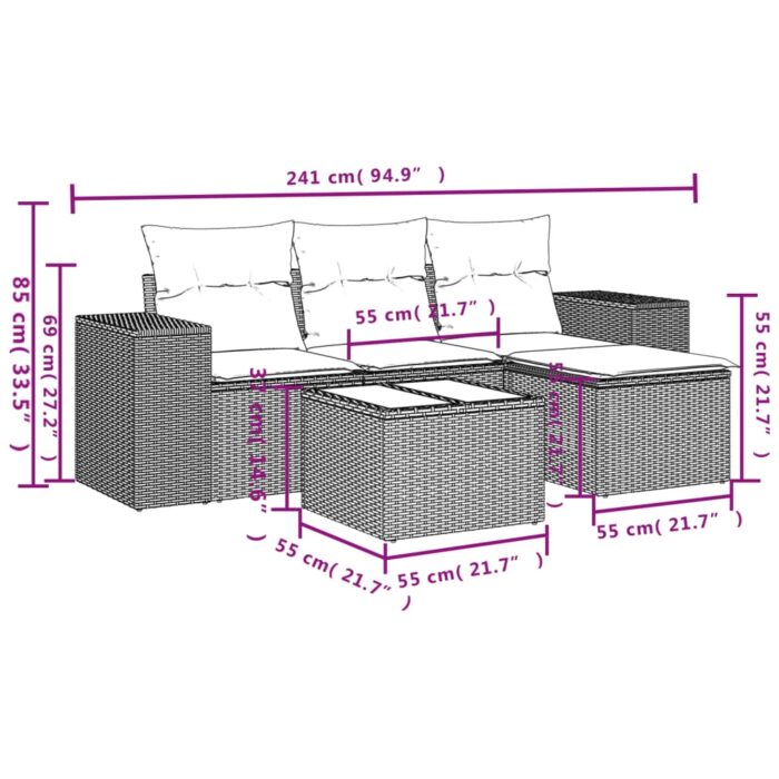 VXL8721012948310_g_en_hd_6.jpg Salon de jardin 5 pcs avec coussins gris résine tressée – Image 6