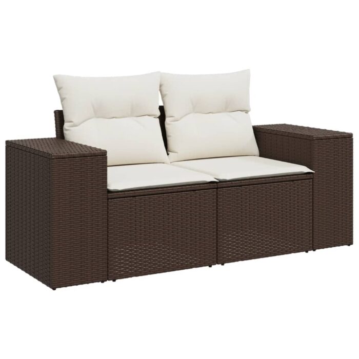 Salon de jardin avec coussins 5 pcs marron résine tressée – Image 6