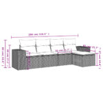 Salon de jardin 5 pcs avec coussins noir résine tressée – Image 5