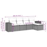 Salon de jardin 5 pcs avec coussins noir résine tressée – Image 5