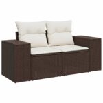 Salon de jardin avec coussins 5 pcs marron résine tressée – Image 4
