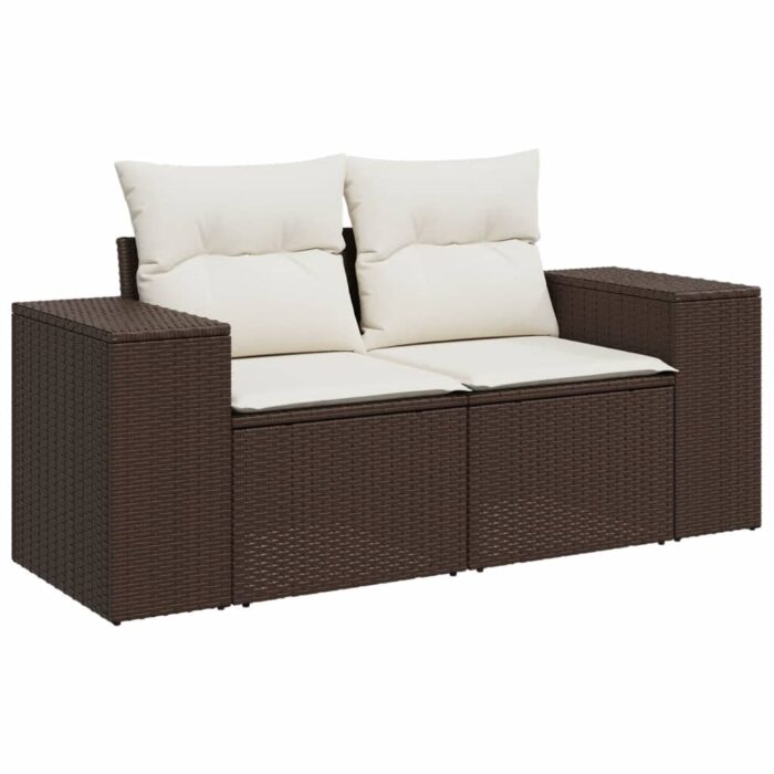Salon de jardin avec coussins 5 pcs marron résine tressée – Image 4
