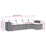 Salon de jardin avec coussins 5 pcs marron résine tressée – Image 6