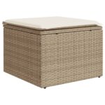 Salon de jardin avec coussins 6 pcs beige résine tressée – Image 2