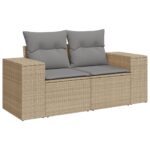 Salon de jardin avec coussins 6 pcs beige résine tressée – Image 2