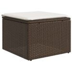 Salon de jardin avec coussins 6 pcs marron résine tressée – Image 5