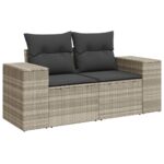 Salon de jardin 5 pcs avec coussins gris clair résine tressée – Image 2