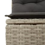 Salon de jardin 5 pcs avec coussins gris clair résine tressée – Image 3