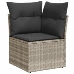 Salon de jardin 5 pcs avec coussins gris clair résine tressée – Image 5