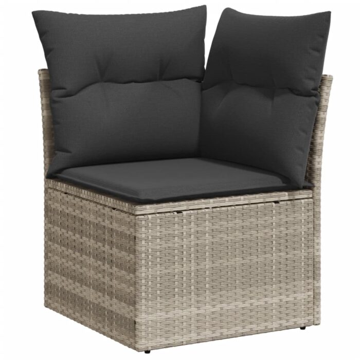 Salon de jardin 5 pcs avec coussins gris clair résine tressée – Image 5