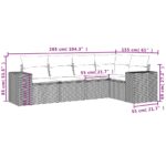 Salon de jardin 5 pcs avec coussins noir résine tressée – Image 5