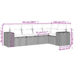 Salon de jardin 5 pcs avec coussins gris clair résine tressée – Image 5