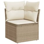 Salon de jardin avec coussins 6 pcs beige résine tressée – Image 2