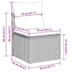 Salon de jardin 6 pcs avec coussins gris clair résine tressée – Image 11