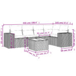 Salon de jardin 6 pcs avec coussins gris clair résine tressée – Image 6