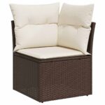 Salon de jardin avec coussins 6 pcs marron résine tressée – Image 3