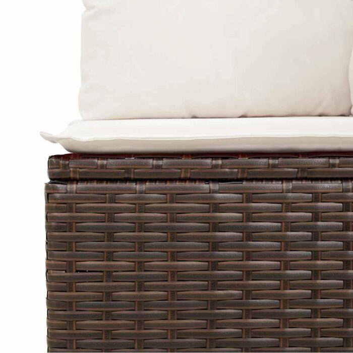 Salon de jardin avec coussins 6 pcs marron résine tressée – Image 5