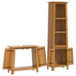 Ensemble de meubles de salle de bain 2 pcs bois de pin massif – Image 2