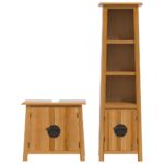 Ensemble de meubles de salle de bain 2 pcs bois de pin massif – Image 3