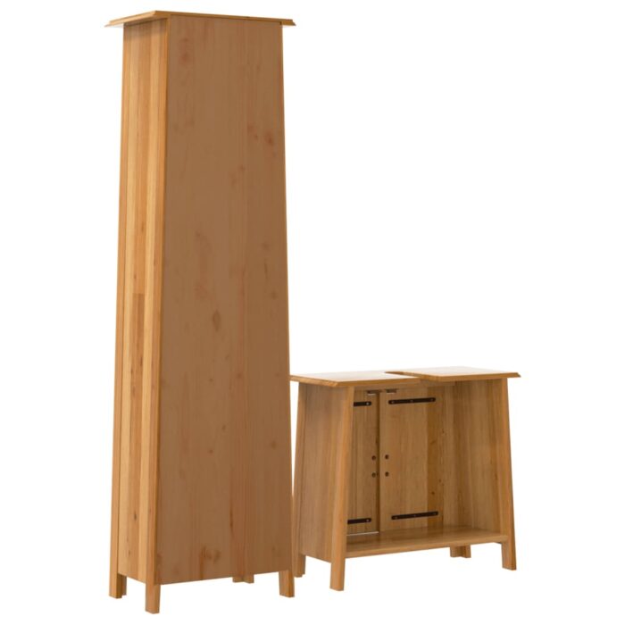 Ensemble de meubles de salle de bain 2 pcs bois de pin massif – Image 5