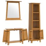 Ensemble de meubles de salle de bain 3 pcs bois de pin massif – Image 2