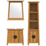 Ensemble de meubles de salle de bain 3 pcs bois de pin massif – Image 3
