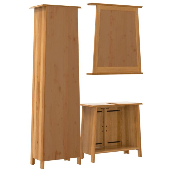 Ensemble de meubles de salle de bain 3 pcs bois de pin massif – Image 5