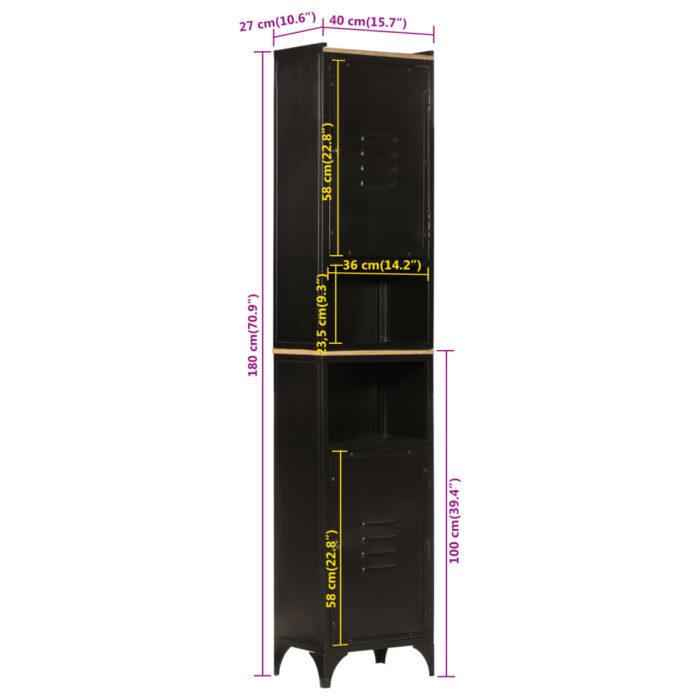 VXL8721012988743_g_en_hd_10.jpg Armoire de salle de bain 40x27x180 cm fer et bois de manguier – Image 10