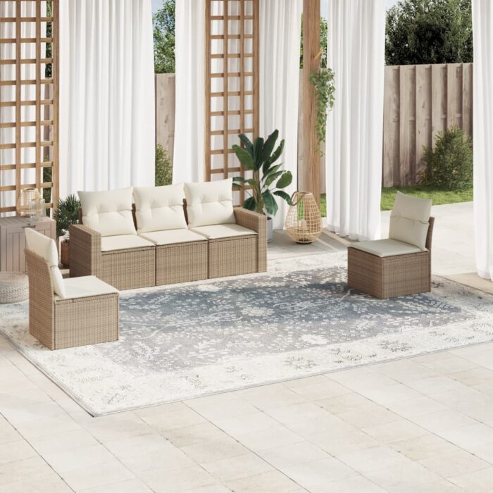 VXL8721102301001_m_en_hd_1.jpg Salon de jardin avec coussins 5 pcs beige résine tressée – Image 1