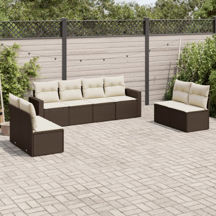 VXL8721102301650_m_en_hd_1.jpg Salon de jardin 8 pcs avec coussins marron résine tressée – Image 1