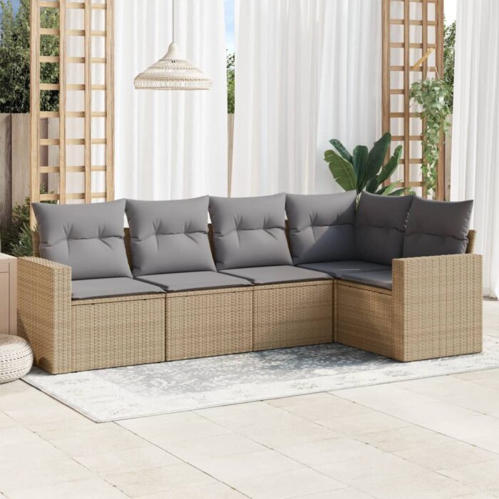 VXL8721102302411_m_en_hd_1.jpg Salon de jardin avec coussins 5 pcs beige résine tressée – Image 1