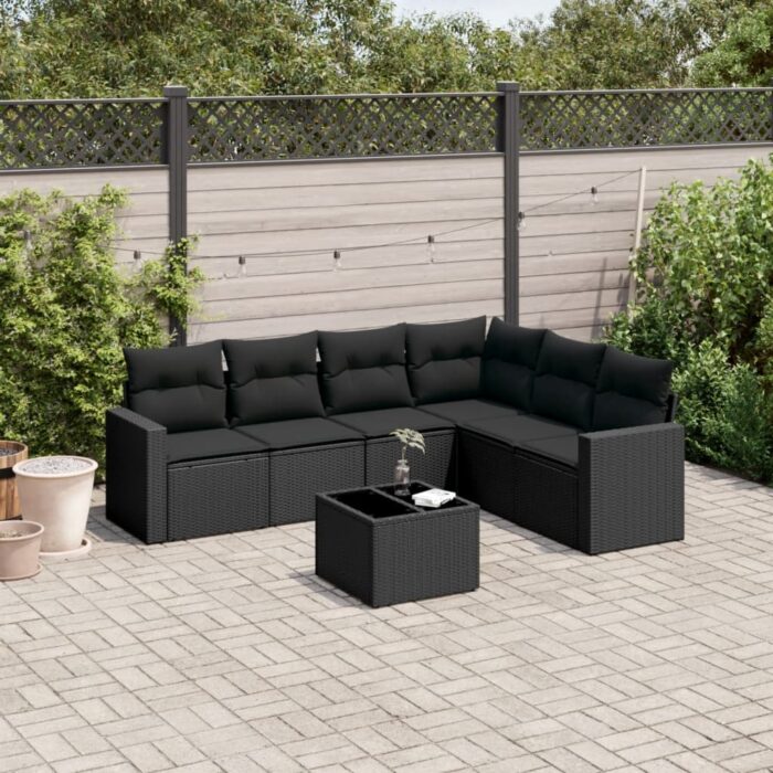 VXL8721102303272_m_en_hd_1.jpg Salon de jardin 7 pcs avec coussins noir résine tressée – Image 1