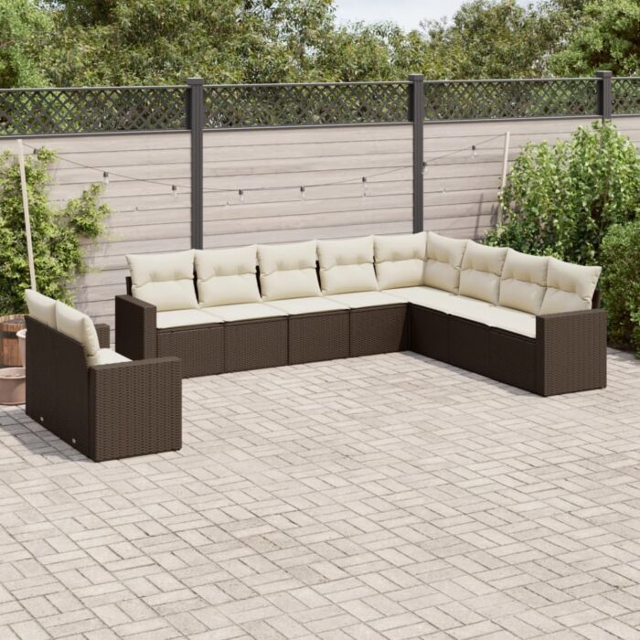 VXL8721102304859_m_en_hd_1.jpg Salon de jardin 10 pcs avec coussins marron résine tressée – Image 1