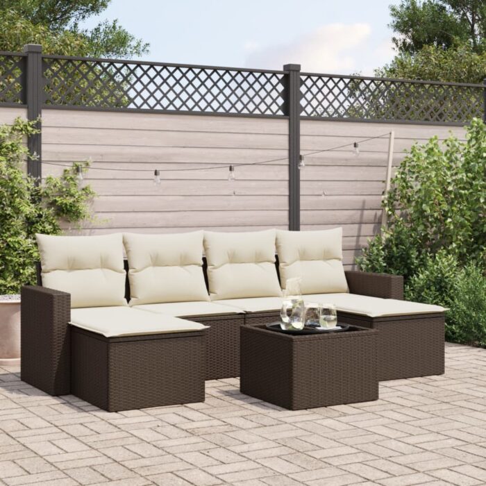VXL8721102306457_m_en_hd_1.jpg Salon de jardin avec coussins 7 pcs marron résine tressée – Image 1