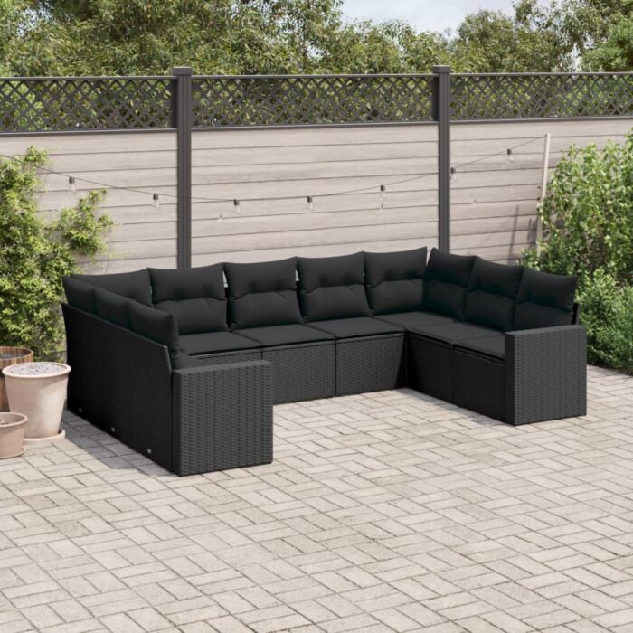 VXL8721102307072_m_en_hd_1.jpg Salon de jardin 9 pcs avec coussins noir résine tressée – Image 1