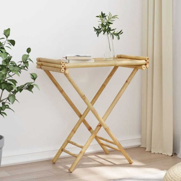 Table à plateau pliante 70,5x42,5x80 cm bambou – Image 2