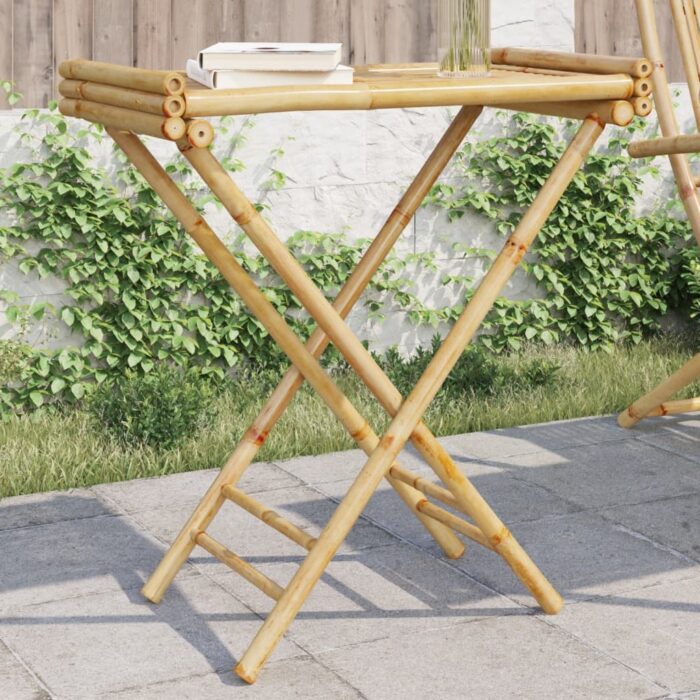 Table à plateau pliante 70,5x42,5x80 cm bambou – Image 1