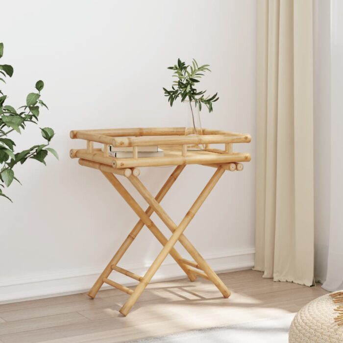 Table à plateau pliante 60x40x68 cm bambou – Image 2