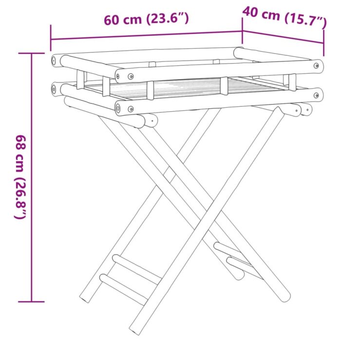 Table à plateau pliante 60x40x68 cm bambou – Image 8